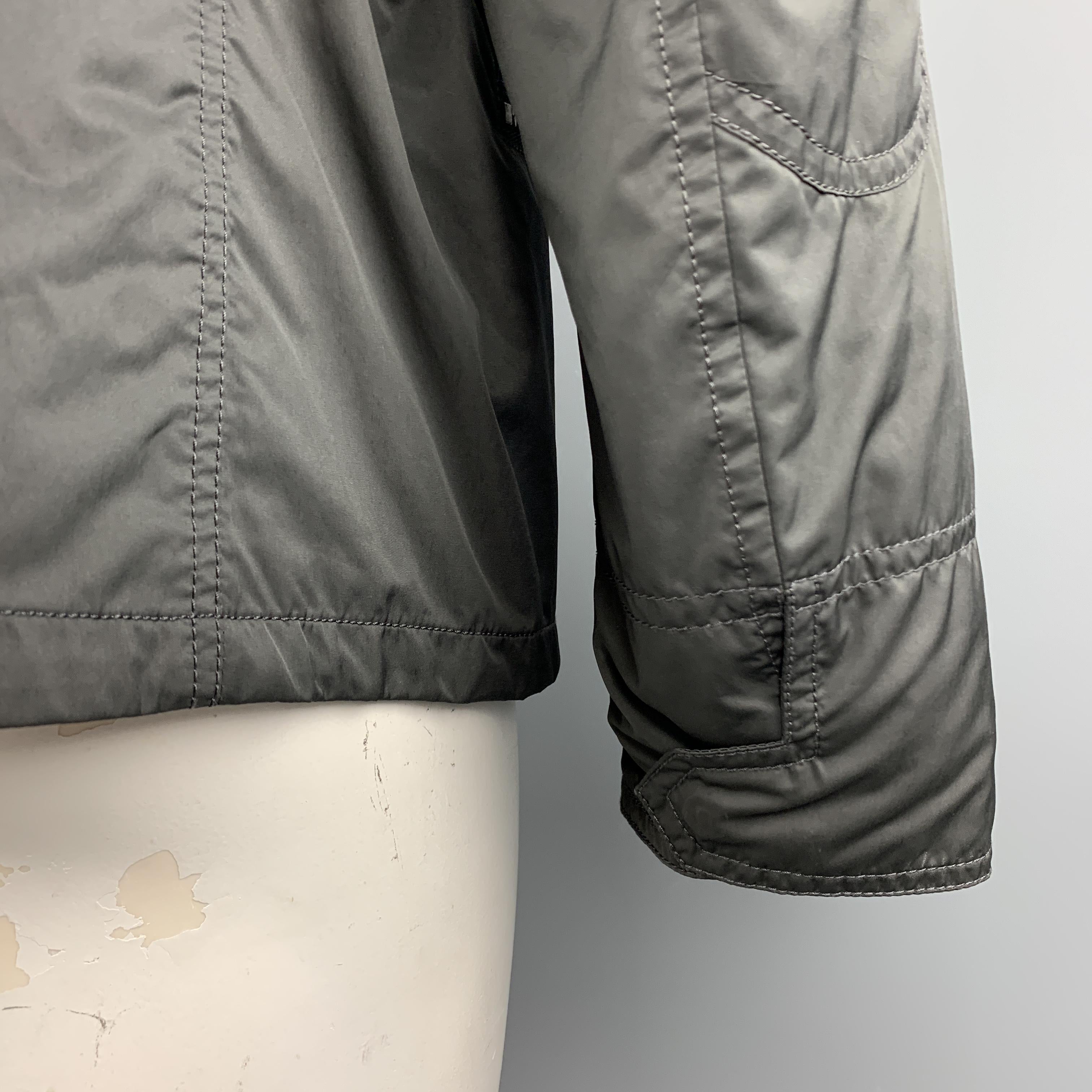 Men's TOM FORD 46 Gray Polyester / Nylon High Collar Epaulettes Zip & Snaps Jacket