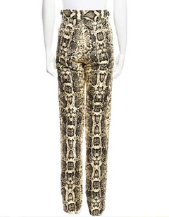 Tom Ford $4750 S/S 2021 Women's Snakeskin-Print Silk Pants Trousers 48 R