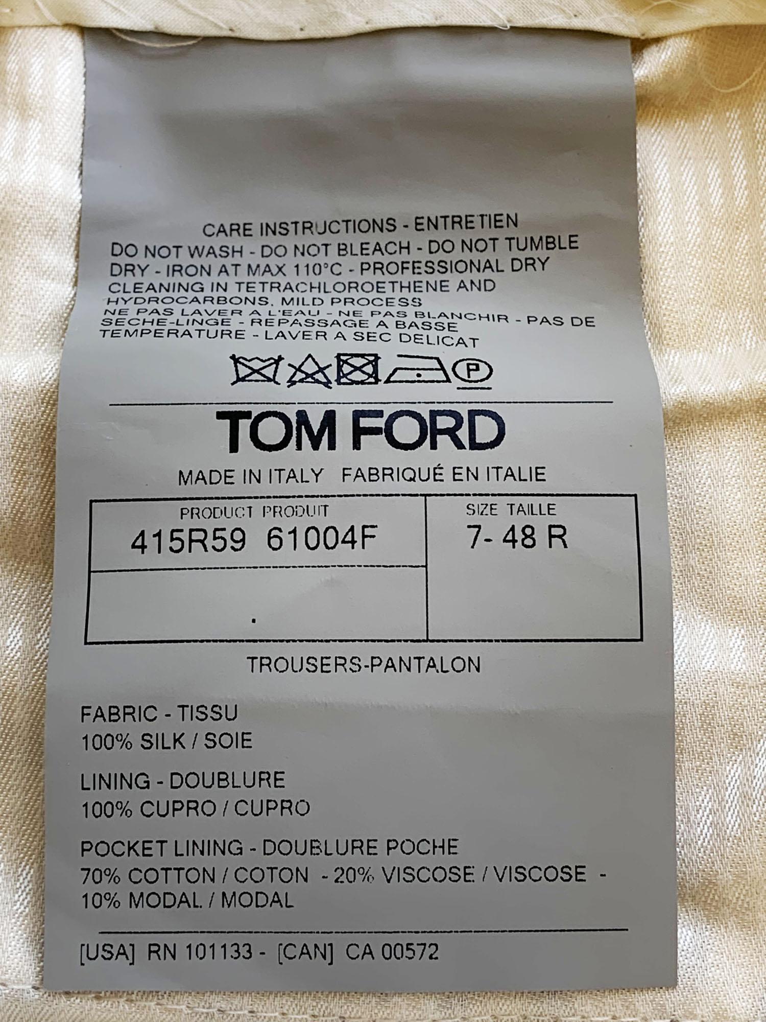 Beige Tom Ford $4750 S/S 2021 Women's Snakeskin-Print Silk Pants Trousers 48 R For Sale