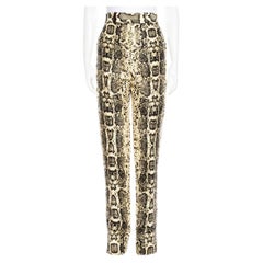 Used Tom Ford $4750 S/S 2021 Women's Snakeskin-Print Silk Pants Trousers 48 R
