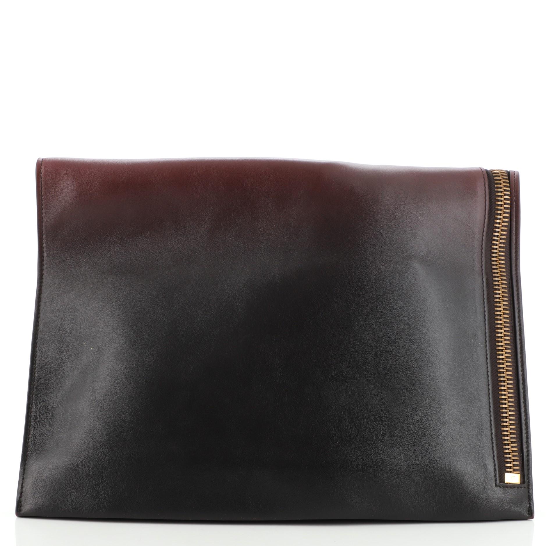 Black Tom Ford Alix Fold Over Bag Leather Large