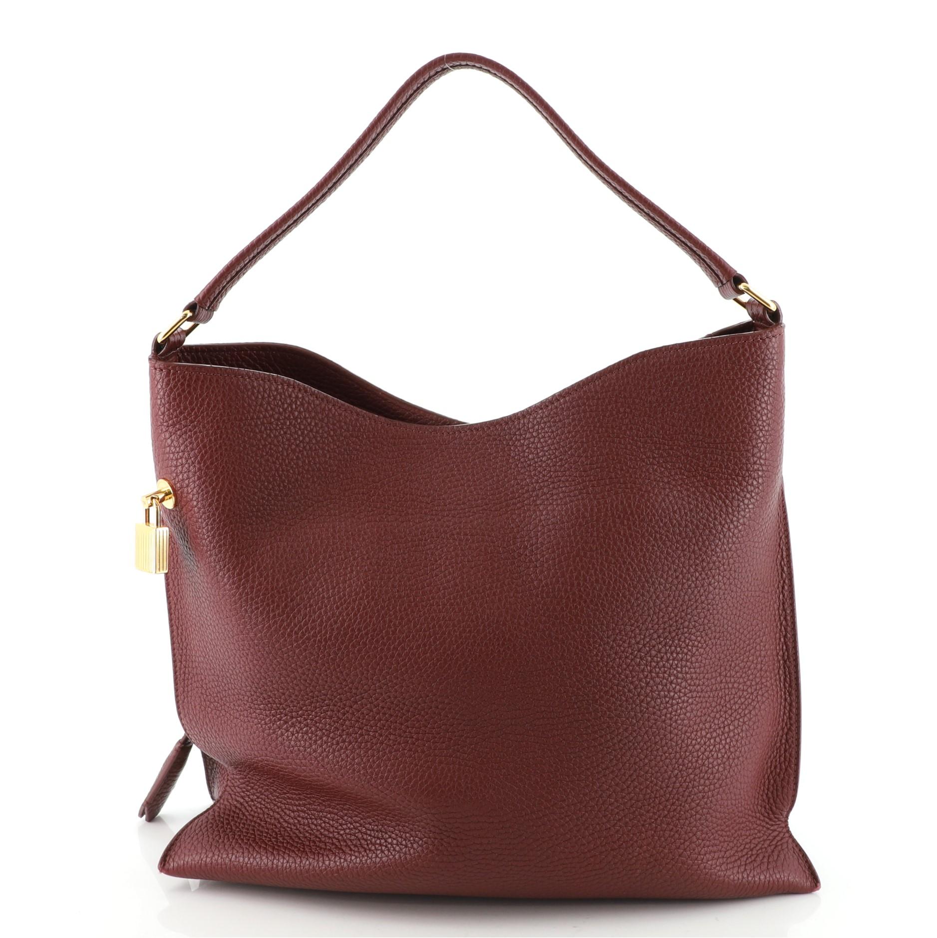 Brown Tom Ford Alix Hobo Leather Large