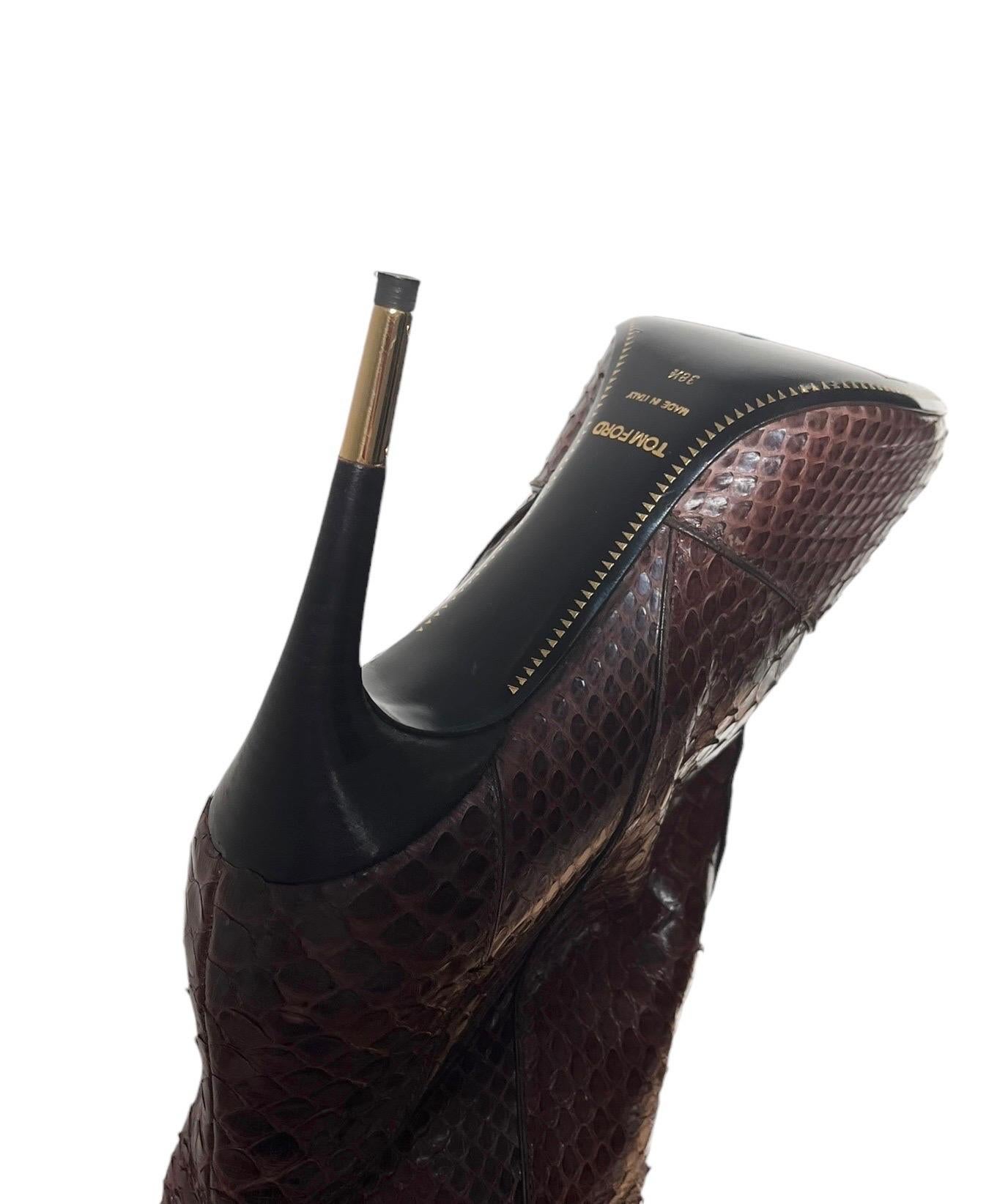 Black Tom Ford Anaconda Over the Knee Boots Size 38.5 For Sale