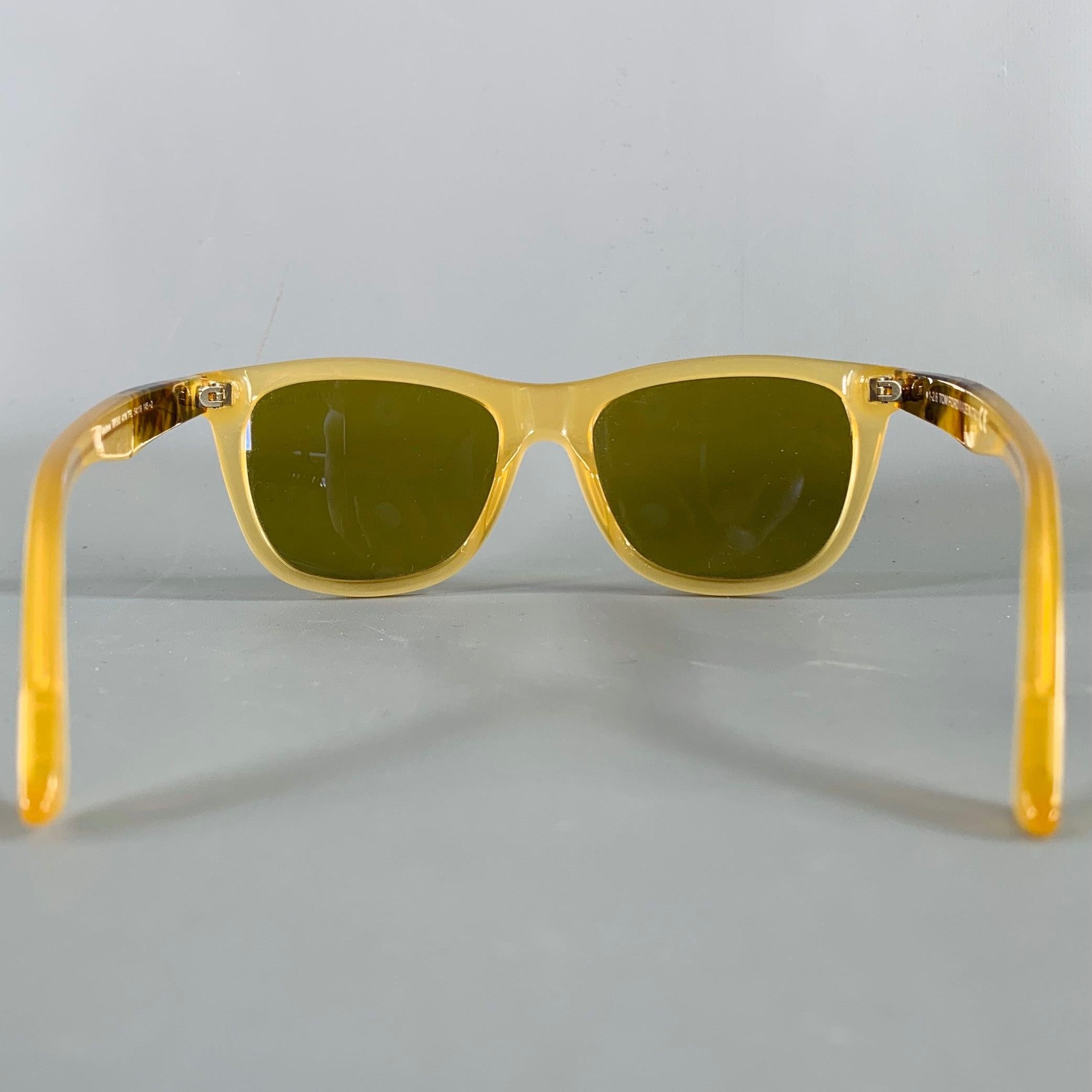 TOM FORD Andrew Yellow Amber Acetate Sunglasses In Good Condition In San Francisco, CA