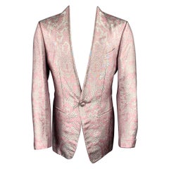 TOM FORD "Atticus" Size 38 Pink & Silver Snake Jacquard Viscose Blend Sport Coat