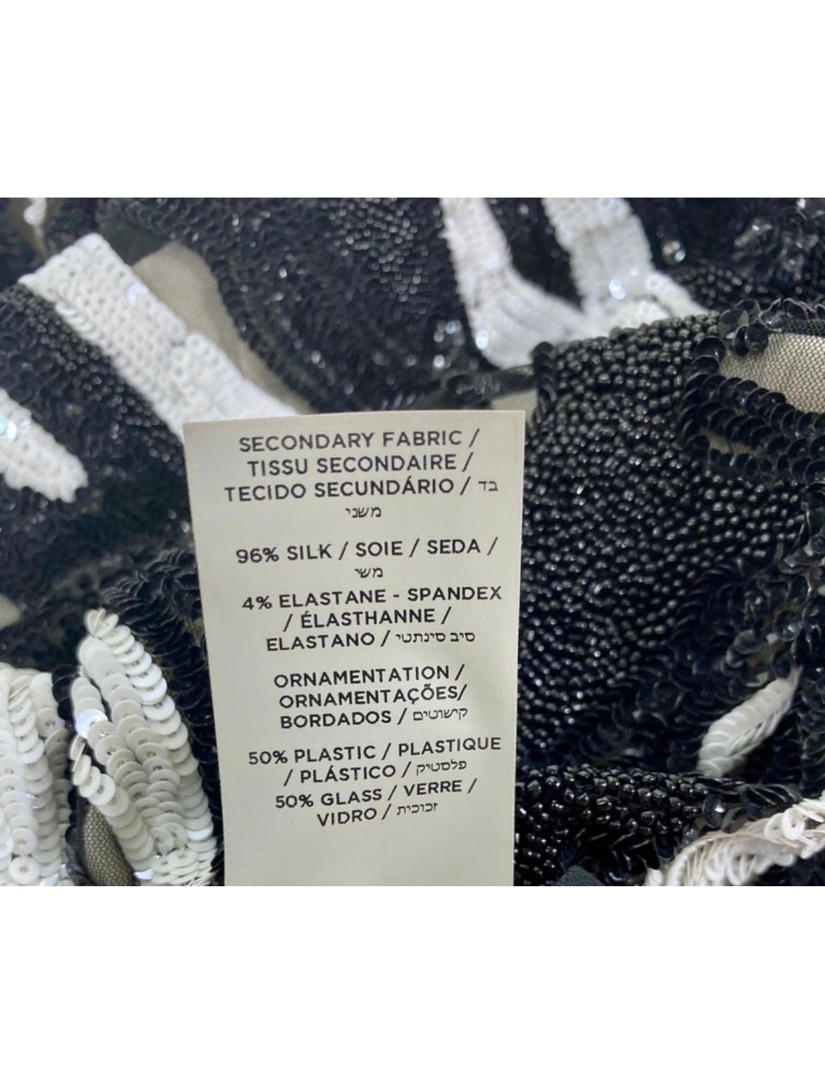 Tom Ford Beaded Tulle Zebra Long Skirt with Black Fringe Top  For Sale 2