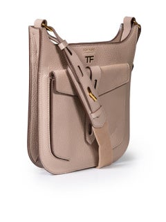 Tom Ford Beige Grain Leather Medium T-Twist Crossbody Bag