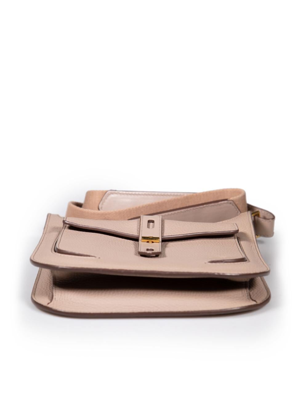 Women's Tom Ford Beige Grain Leather Medium T-Twist Crossbody Bag For Sale