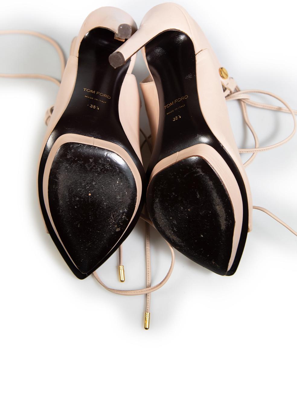 Tom Ford Beige Leder Schnürsandalen Größe IT 38.5 Damen im Angebot