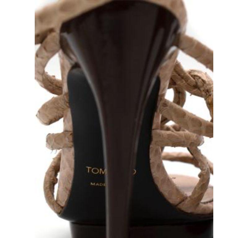 Tom Ford Beige Python-embossed Strappy Platform Sandals For Sale 3