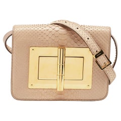 Tom Ford Borsa a tracolla media Natalia in pitone beige