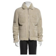 Beige Shearling gefütterte Wildlederjacke von Tom Ford