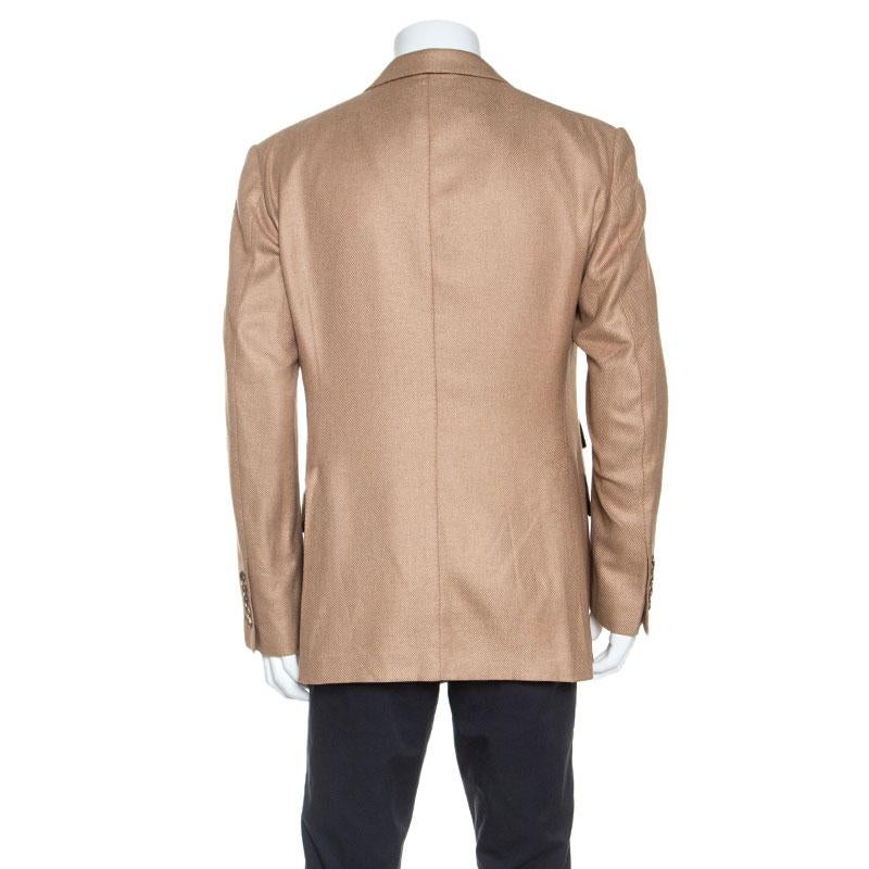 Tom Ford Beige Silk Cashmere Blend Blazer XL In Good Condition In Dubai, Al Qouz 2