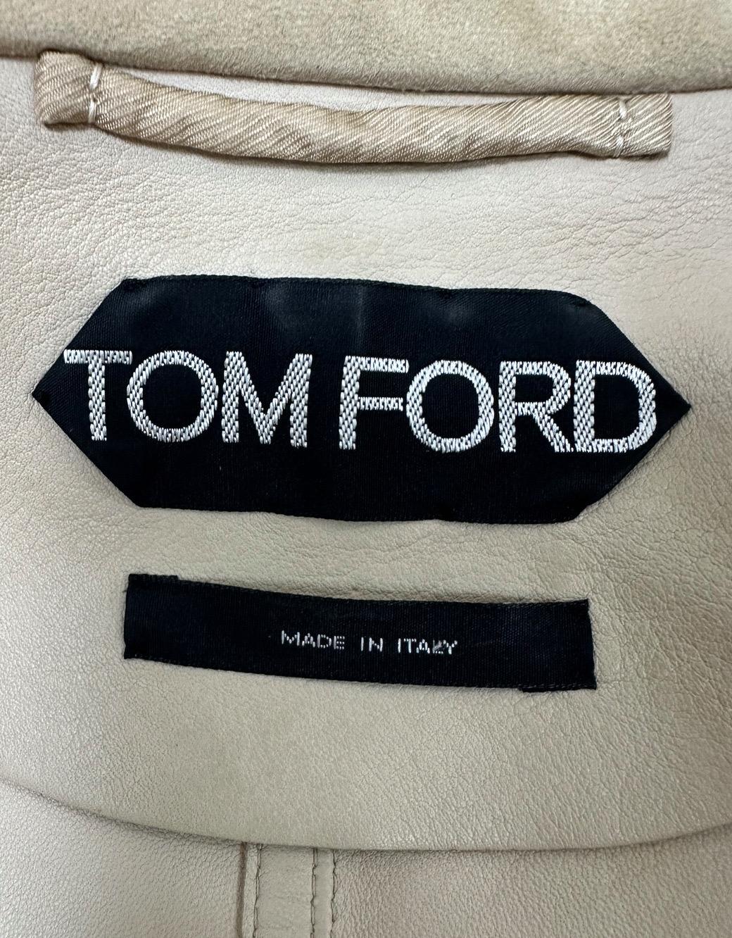 Tom Ford Beige Suedet Gold Hardware Jacket Size 40 In Good Condition For Sale In Krakow, PL