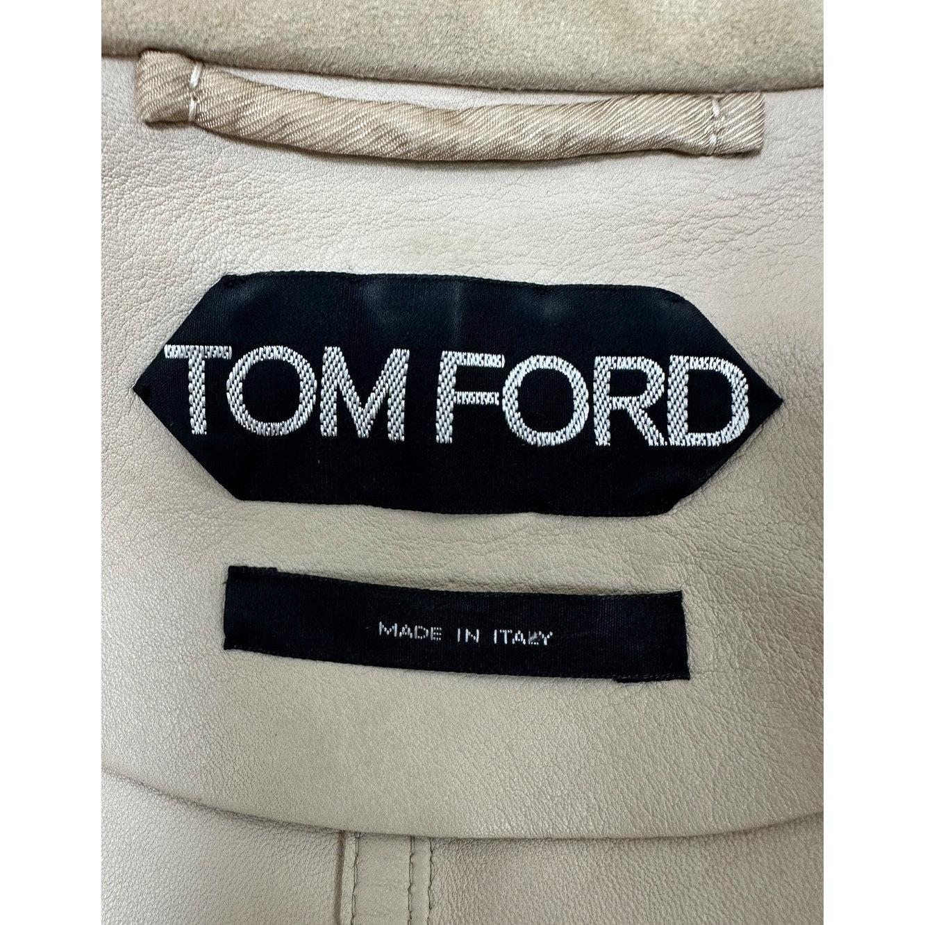 Tom Ford Beige Suedet Gold Hardware Jacket Size 40 For Sale 1