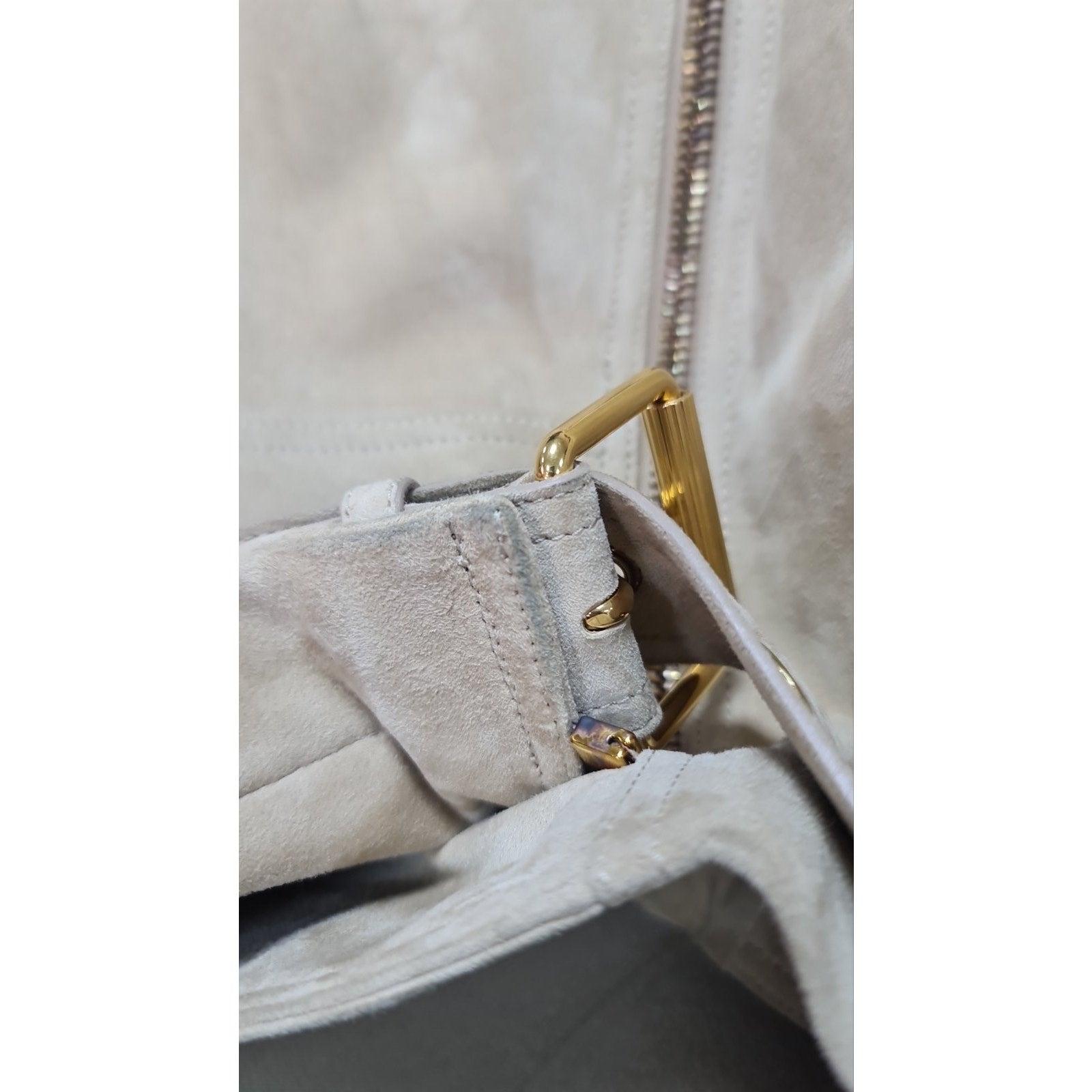 Tom Ford Beige Suedet Gold Hardware Jacket Size 40 For Sale 2