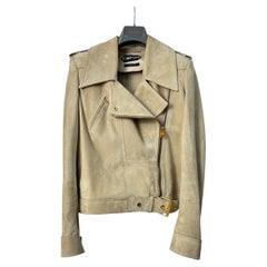 Veste en suédine beige et quincaillerie dorée Tom Ford Taille 40