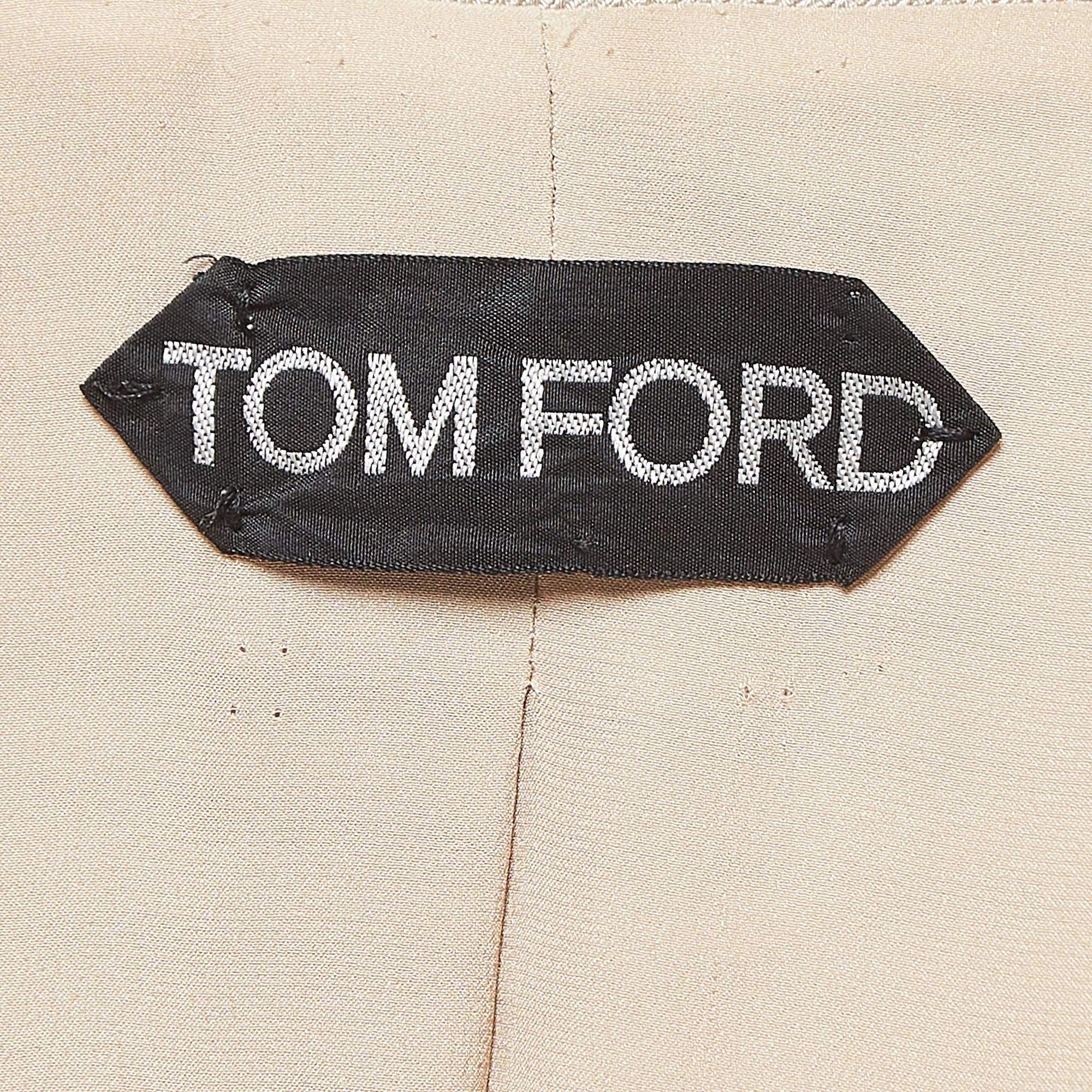 Tom Ford Beige Textured Twill Single Breasted Blazer XS In Good Condition For Sale In Dubai, Al Qouz 2