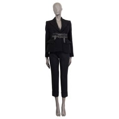 TOM FORD black 2016 LEATHER BELTED BOILED WOOL Blazer Jacket 40 S