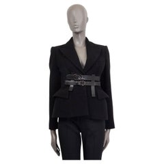 Blazer Tom Ford en laine noire à ceinture en cuir et laine, taille 40 S, 2016