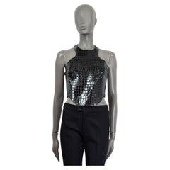 TOM FORD schwarzes 2019 FAUX CROCODILE CROPPED HALTER Shirt 42 M