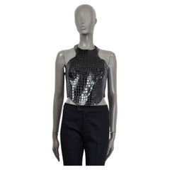 TOM FORD black 2019 FAUX CROCODILE CROPPED HALTER Shirt 42 M