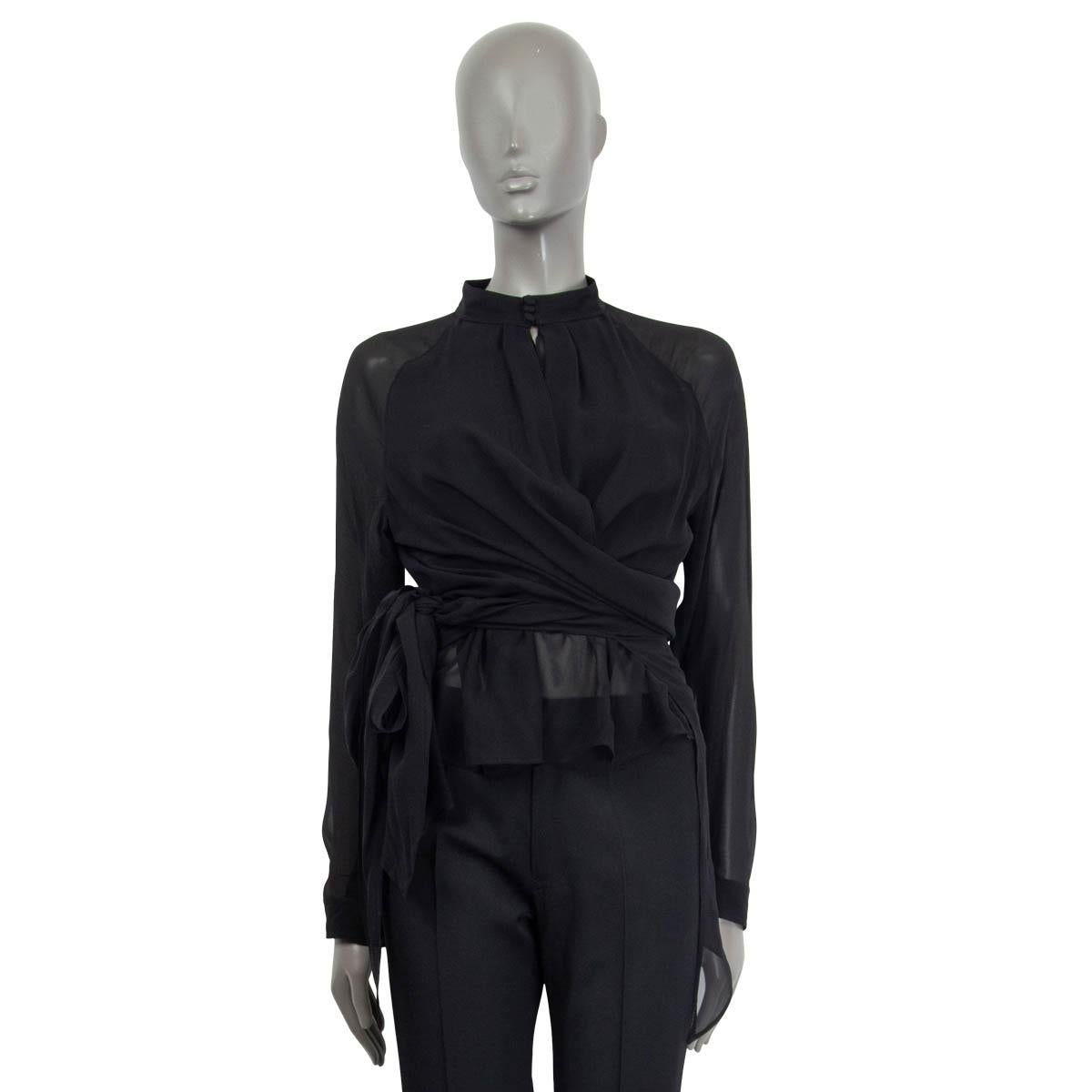 Black TOM FORD black 2019 KNOTTED SILK GEORGETTE Blouse Shirt 40 S For Sale