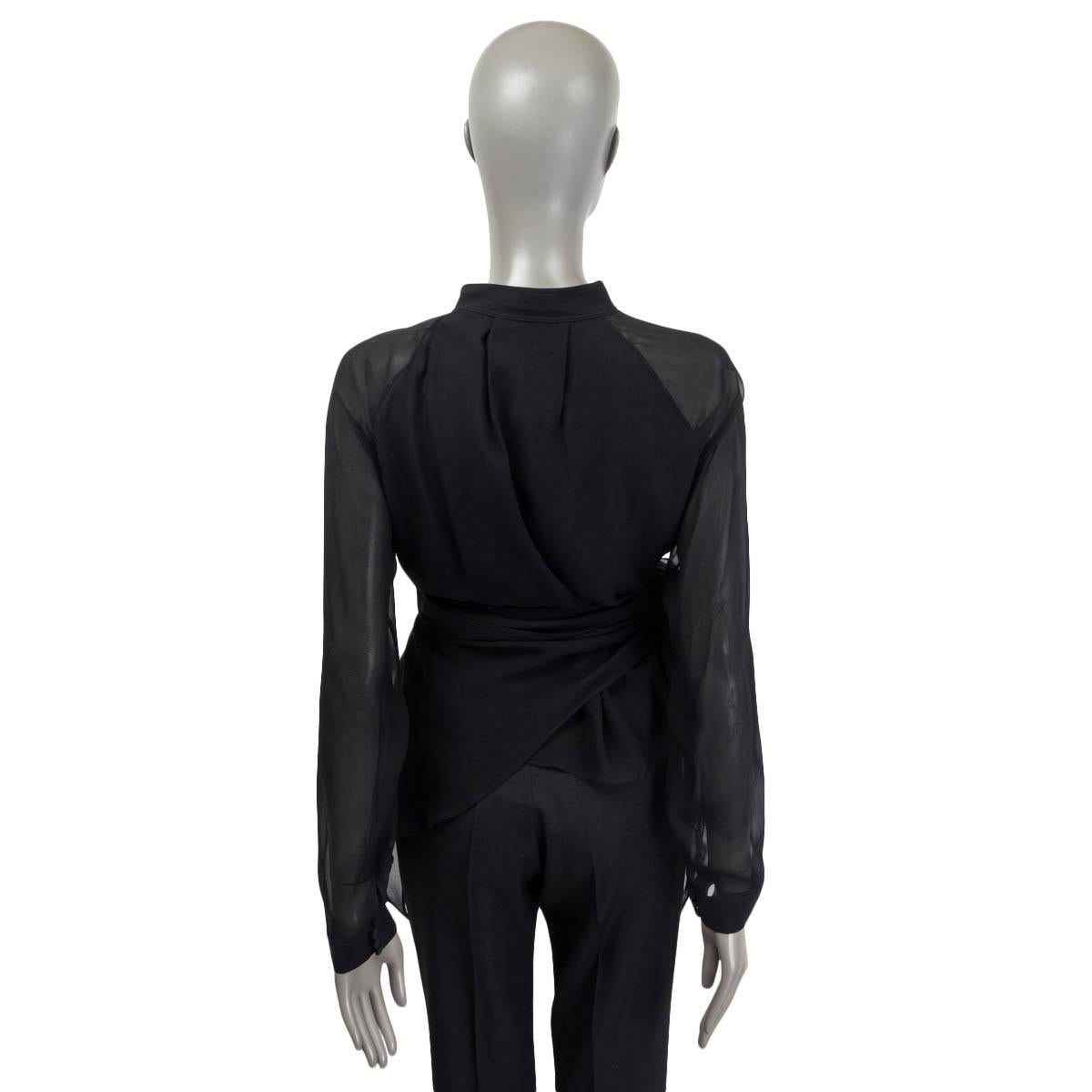 Women's TOM FORD black 2019 KNOTTED SILK GEORGETTE Blouse Shirt 40 S For Sale