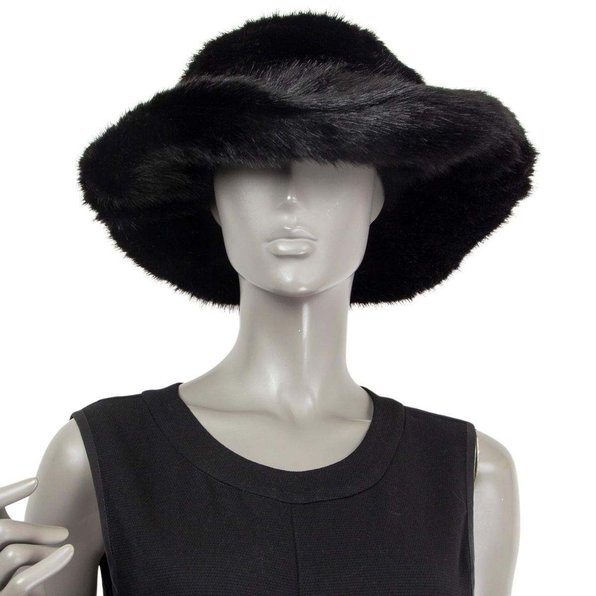 TOM FORD black 2019 WIDE BRIM FAUX FUR Hat One Size In Excellent Condition In Zürich, CH