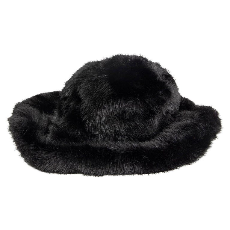 TOM FORD black WIDE BRIM FAUX FUR Hat One Size Fox and Mink Fur Hat-Large Brim Fur Hat – Madison Avenue  main image 2