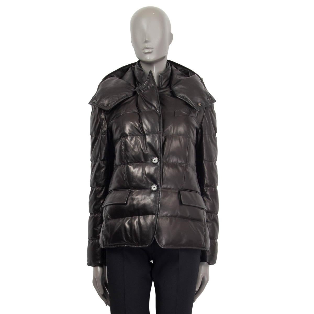 Nero Tom Ford nero 2021 PELLE MORBIDA QUILTED SHORT PUFFER Giacca 38 XS in vendita