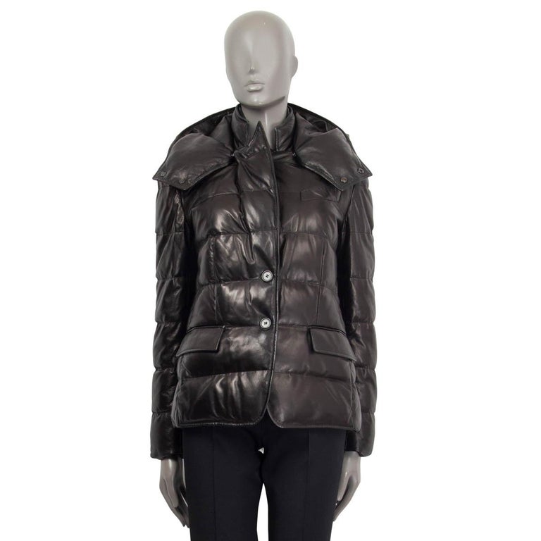 Tom Ford Black 2021 Soft Leather Quilted Short Puffer Jacket 38 Xs For Sale At 1stdibs