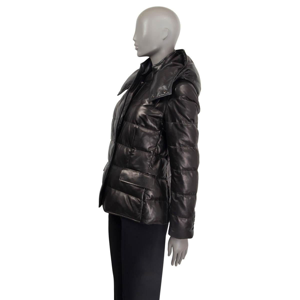 Black TOM FORD black 2021 SOFT LEATHER QUILTED SHORT PUFFER Jacket 38 XS For Sale