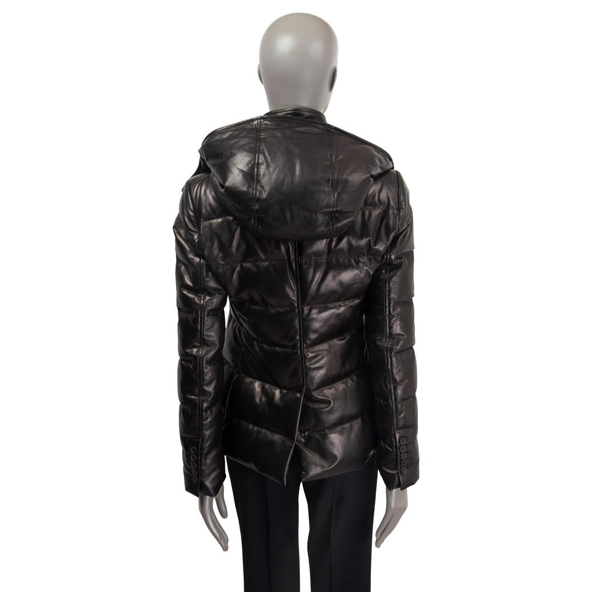Women's TOM FORD black 2021 SOFT LEATHER QUILTED SHORT PUFFER Jacket 38 XS For Sale