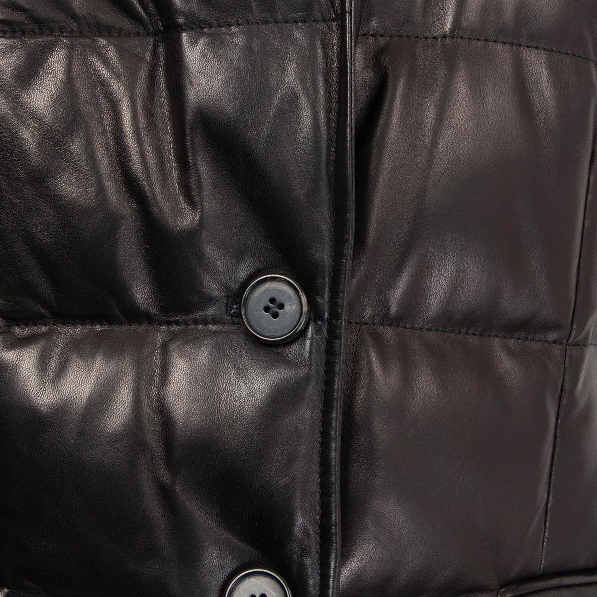 TOM FORD black 2021 SOFT LEATHER QUILTED SHORT PUFFER Jacket 38 XS For Sale 1