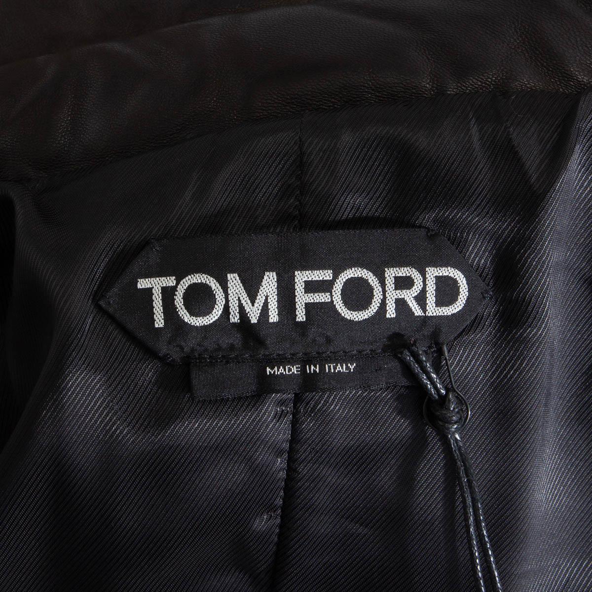 TOM FORD black 2021 SOFT LEATHER QUILTED SHORT PUFFER Jacket 38 XS For Sale 3