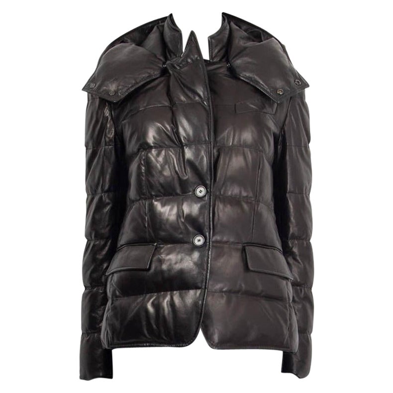 Tom Ford nero 2021 PELLE MORBIDA QUILTED SHORT PUFFER Giacca 38 XS in vendita