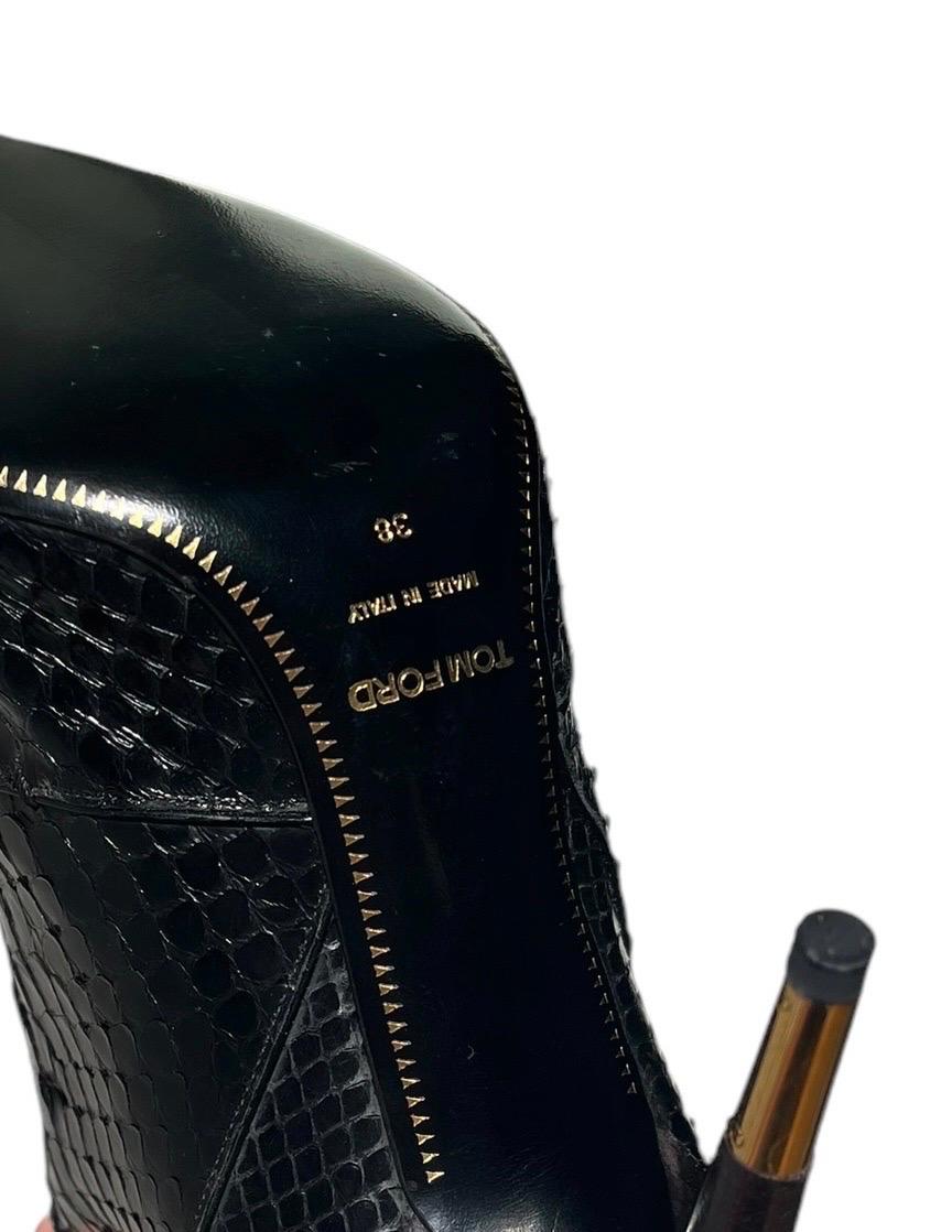 NWT Tom Ford Black Anaconda Over the Knee Boots Size 38 For Sale 1