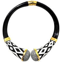 Tom Ford Black and White Tribal Choker Necklace