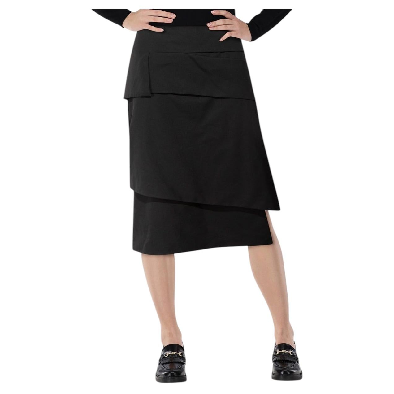 Tom Ford Black Asymmetrical Midi Skirt Size XL