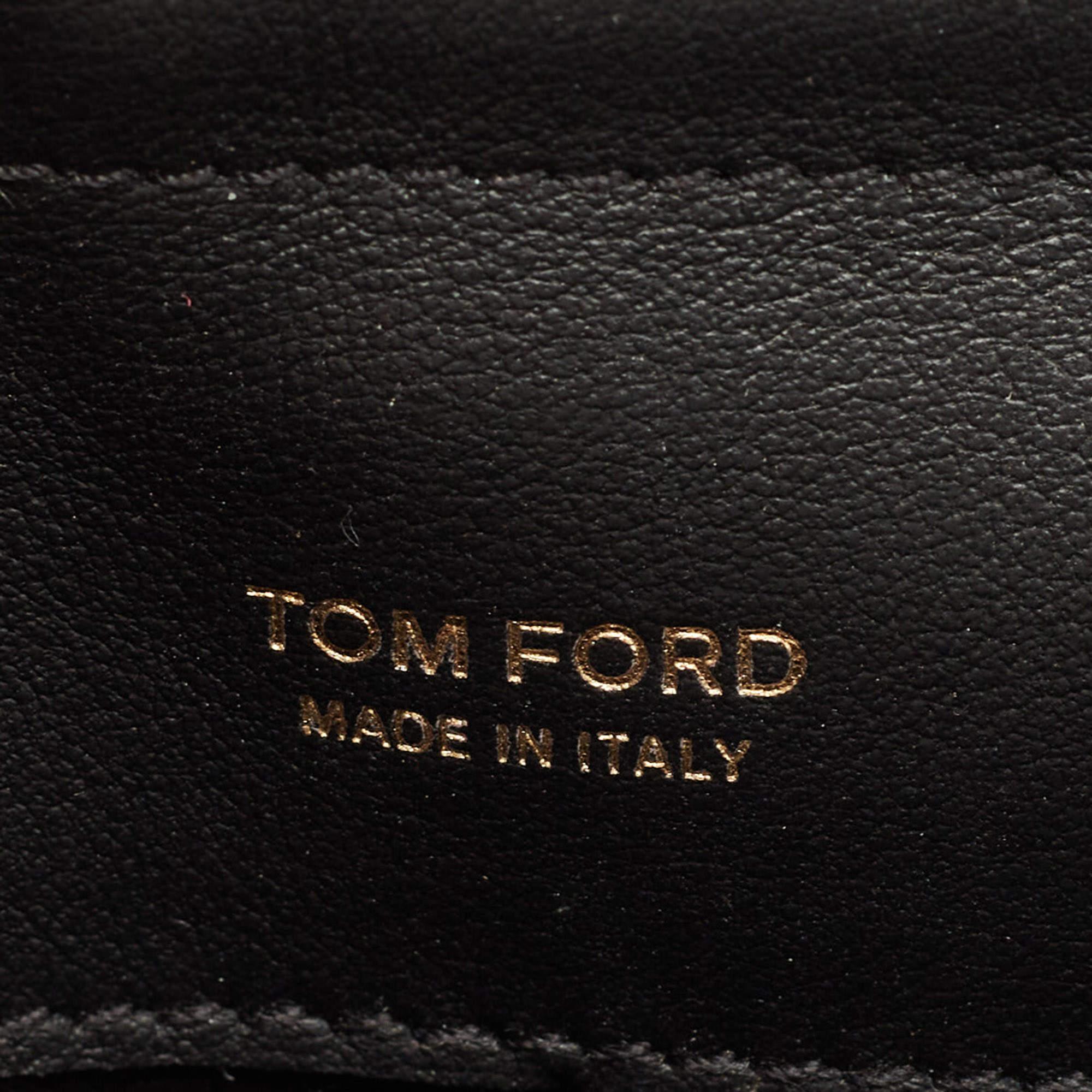 Tom Ford Black/Beige Logo Print Canvas and Leather Flap Wallet on Strap 10