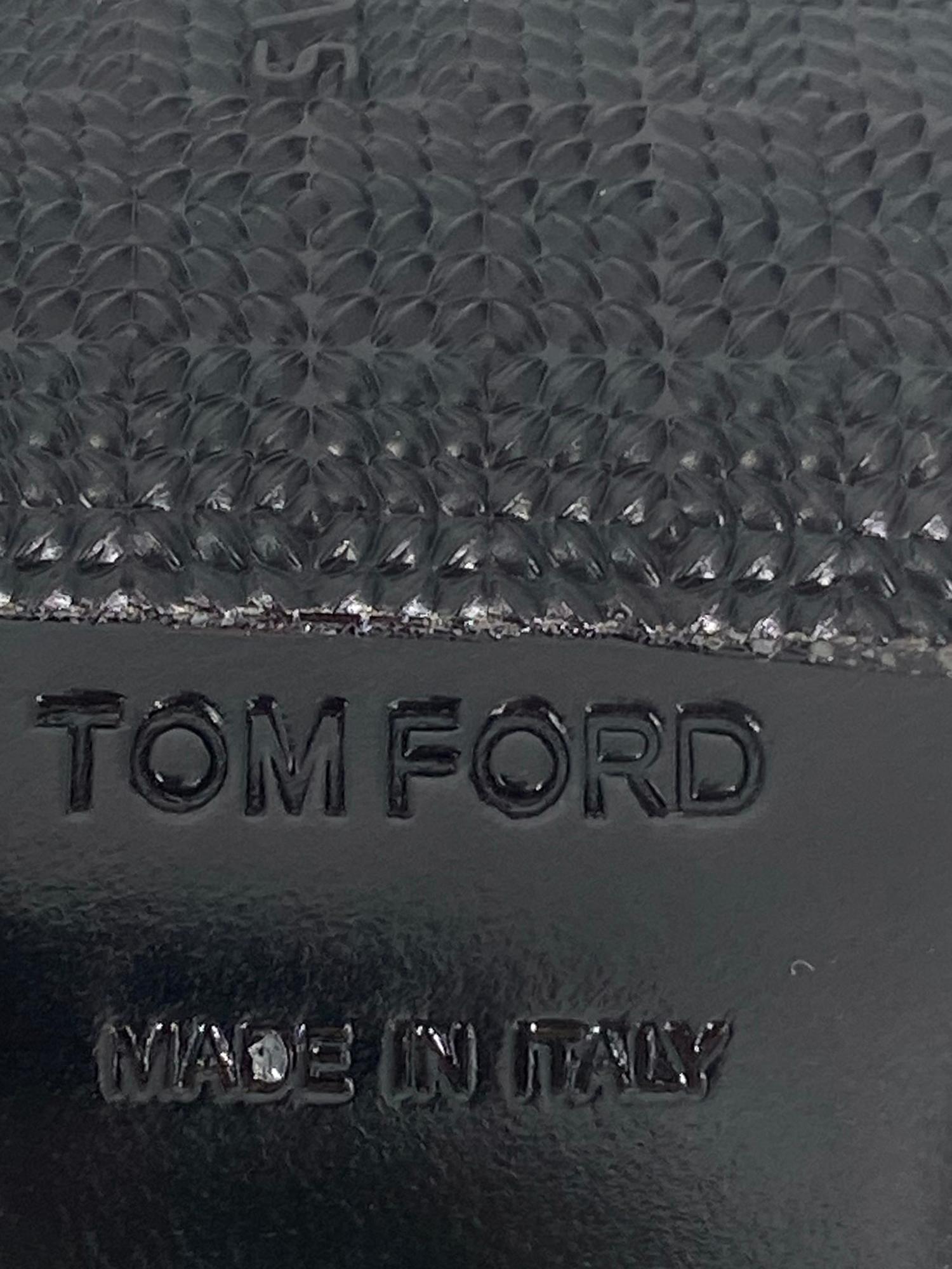 Tom Ford Black Calf Wedge Heel Ankle Strap High Heels 39 For Sale 2