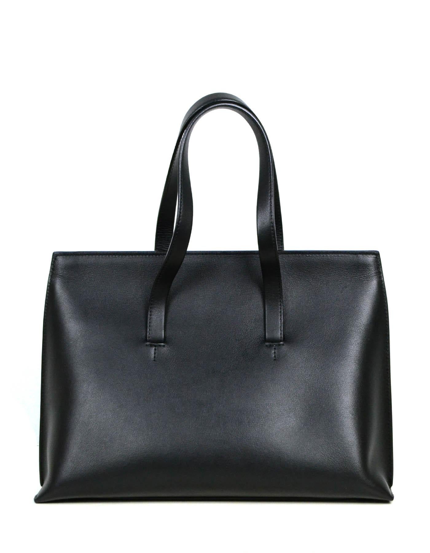 Tom Ford Black Calfskin Leather Serena Flap Tote Bag In Excellent Condition In New York, NY