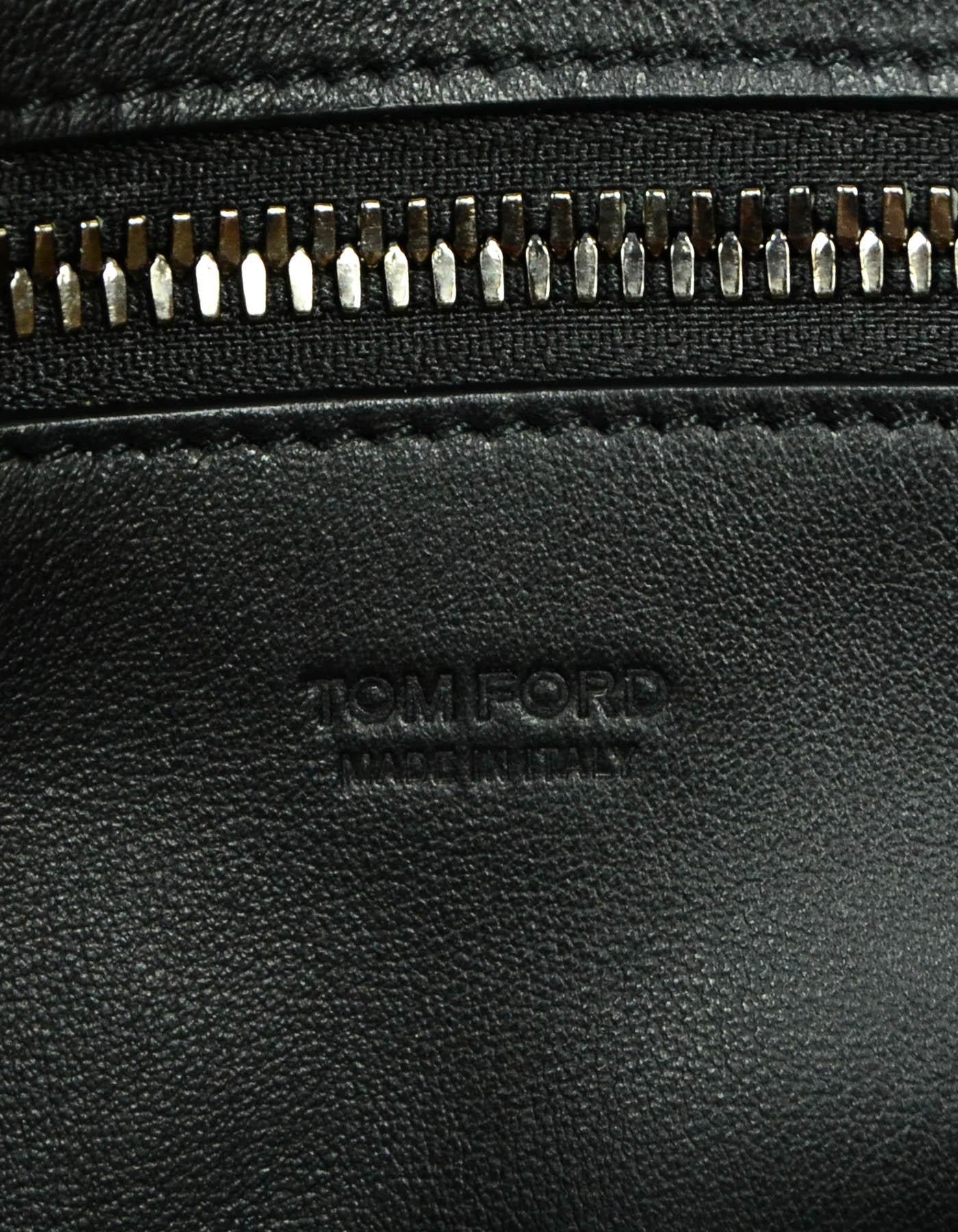 Tom Ford Black Calfskin Leather Serena Flap Tote Bag 2