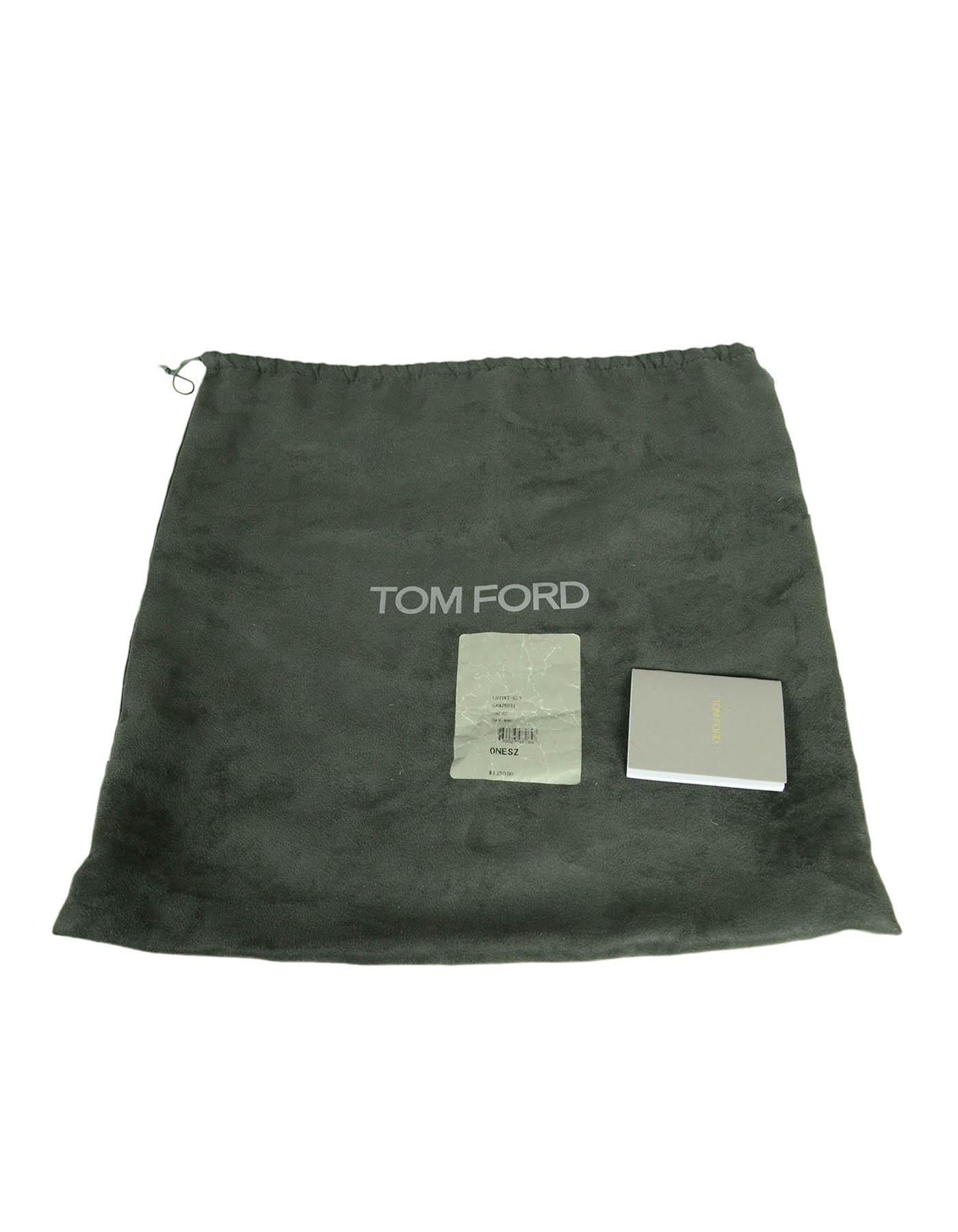 Tom Ford Black Calfskin Leather Serena Flap Tote Bag 4