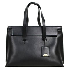 Tom Ford Black Calfskin Leather Serena Flap Tote Bag