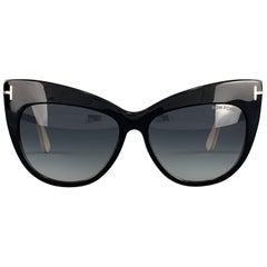 TOM FORD Black & Cream NIKA Oversized Cat Eye Sunglasses