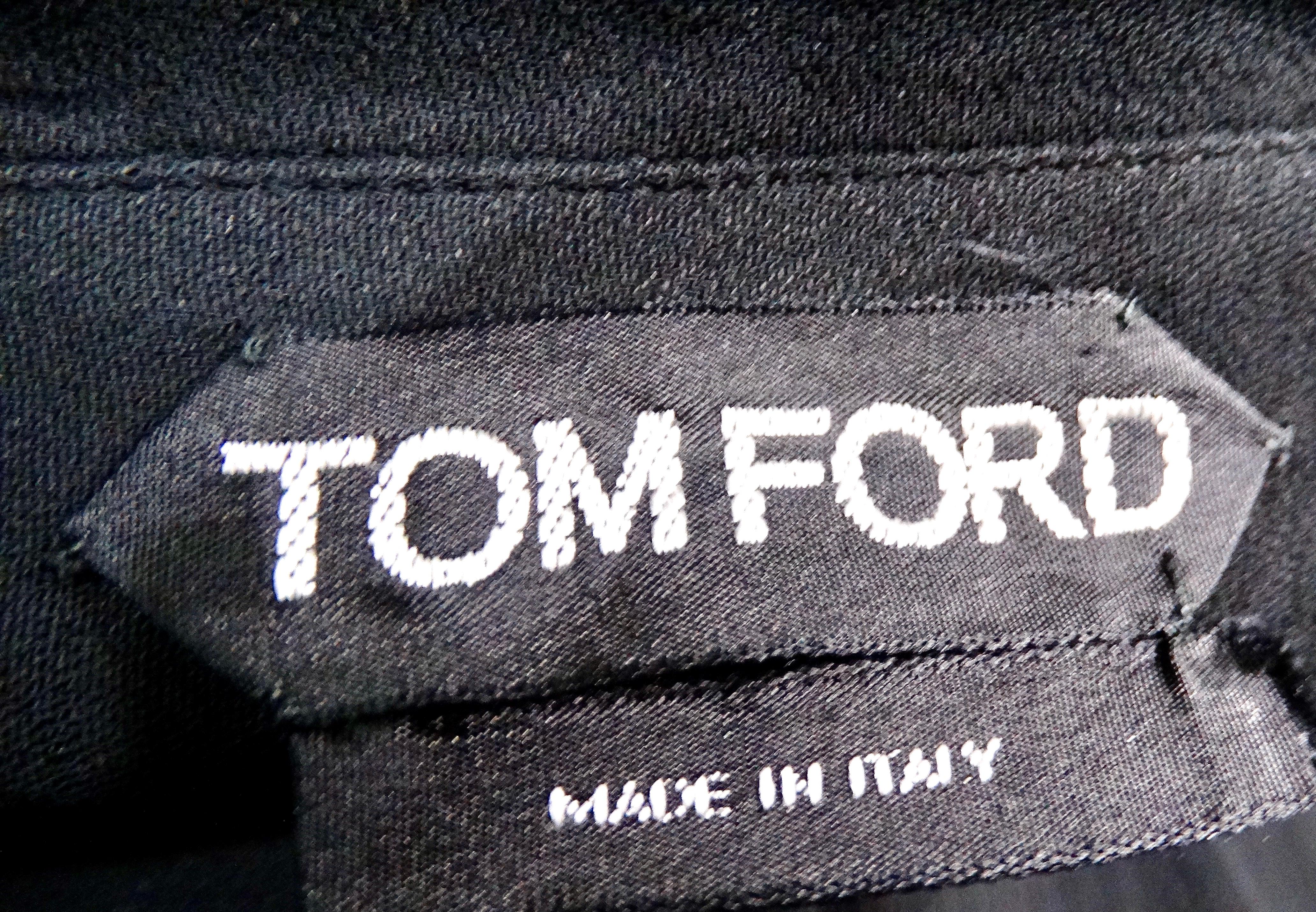 Tom Ford Black Crepe Long-sleeve Blouson Shirtdress in vendita 7