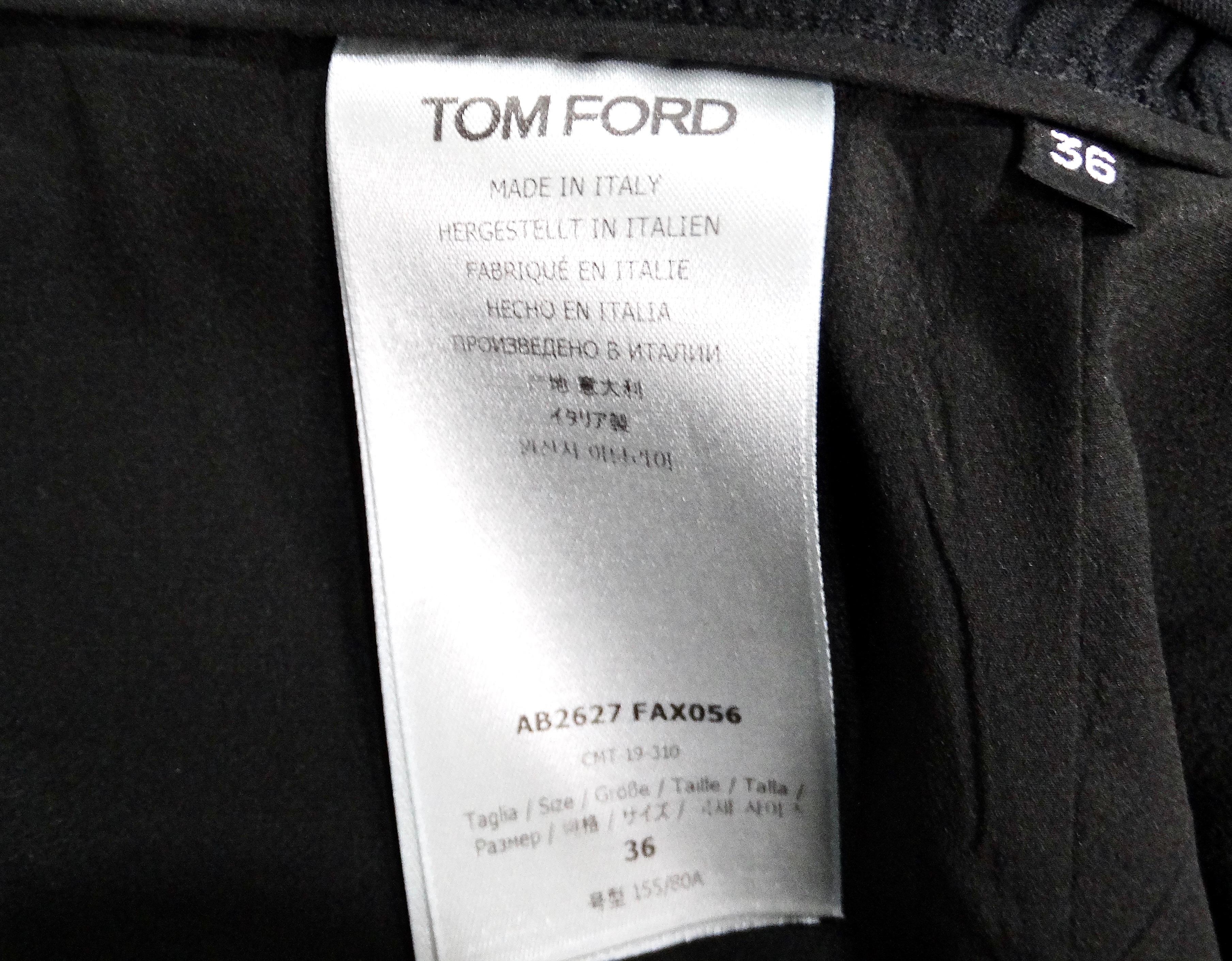 Tom Ford Black Crepe Long-sleeve Blouson Shirtdress in vendita 8
