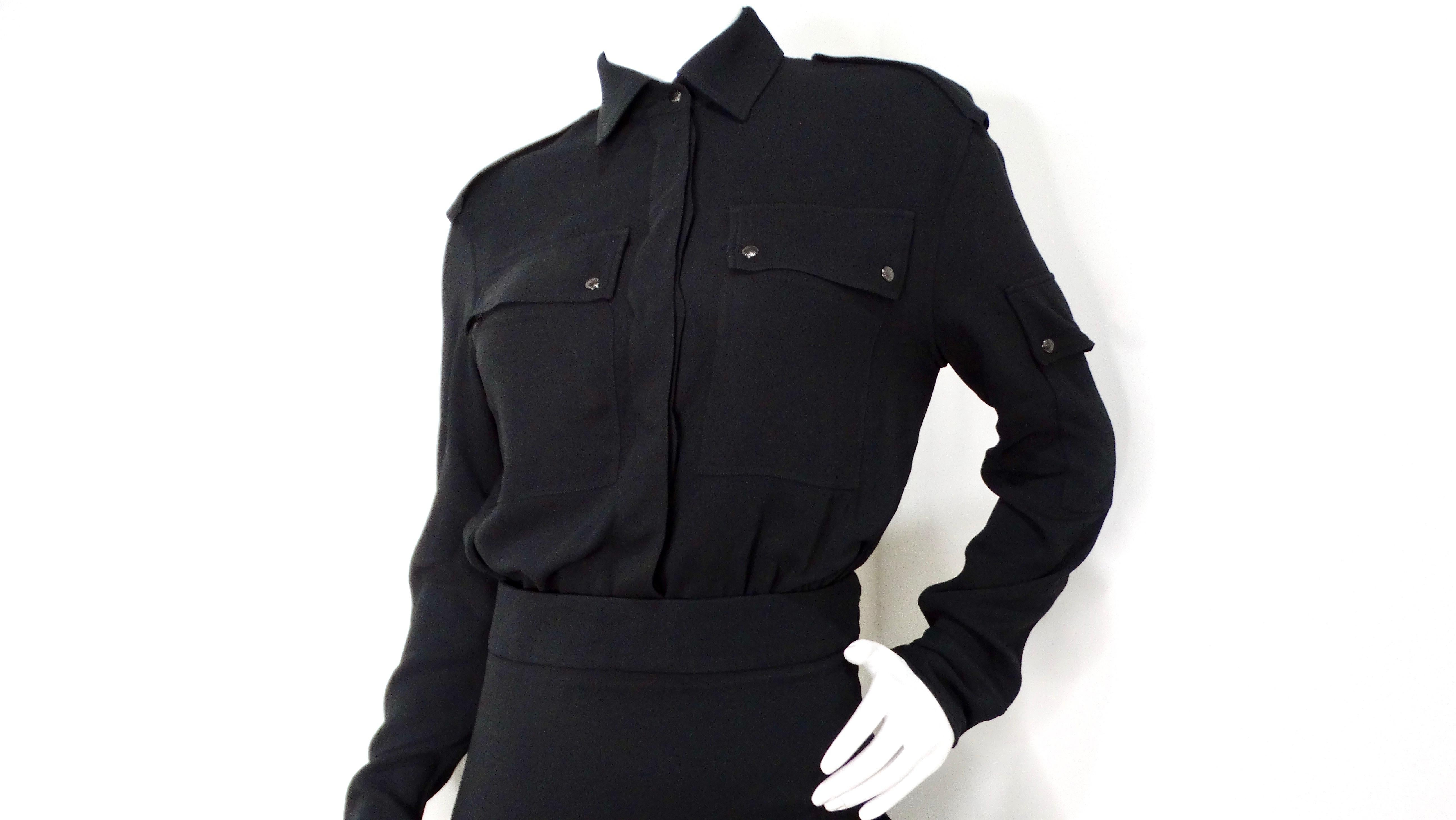 Donna Tom Ford Black Crepe Long-sleeve Blouson Shirtdress in vendita